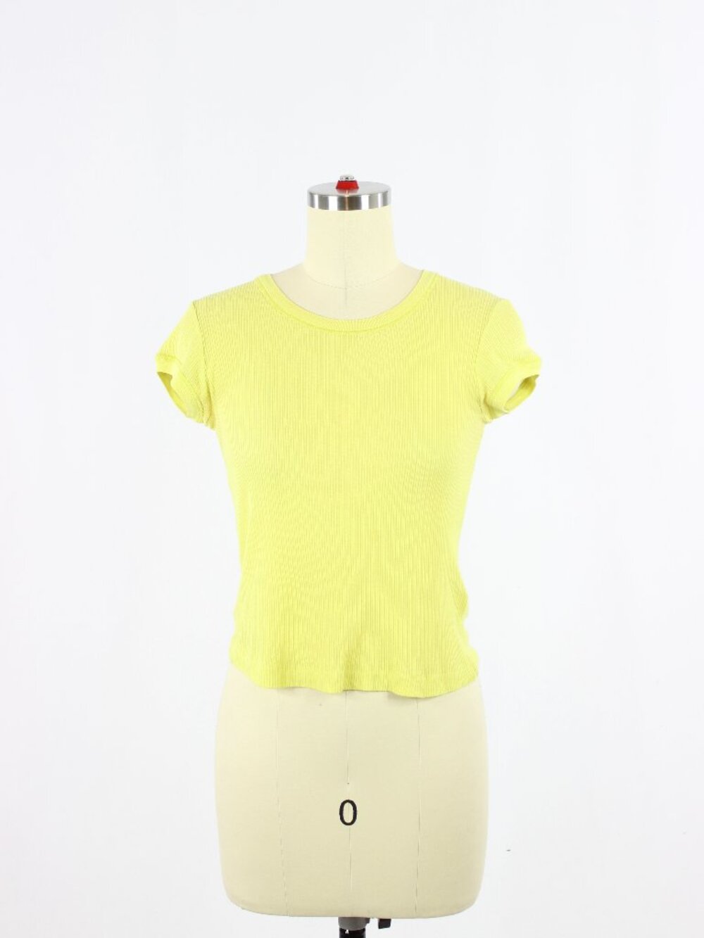 HUGO BOSS Yellow Cotton Silk Blend Ribbed Knit Crew Neck Baby T-Shirt, Size S